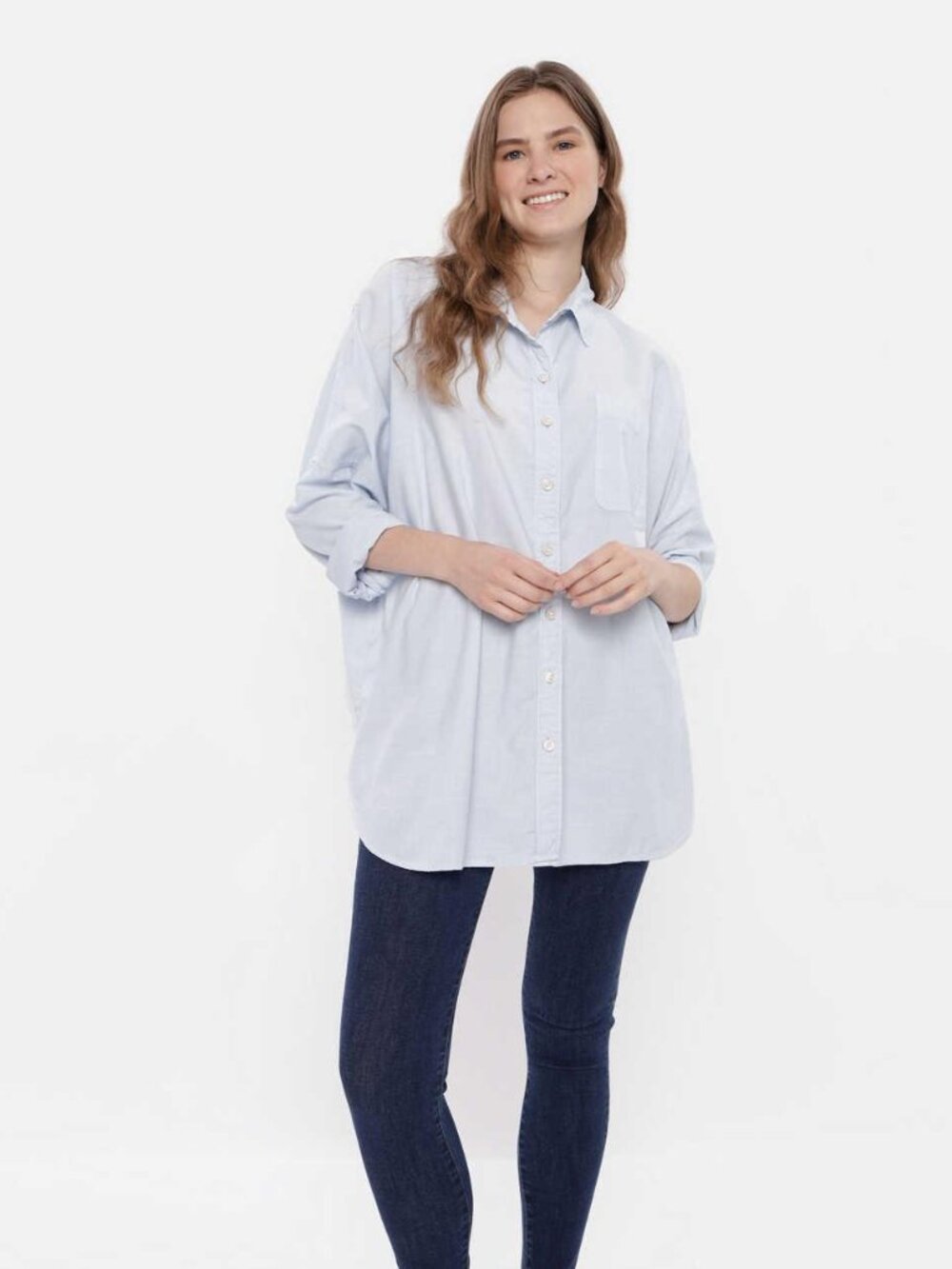 American Eagle Go Big Oversized Shirt/Dress in Powder Blue
